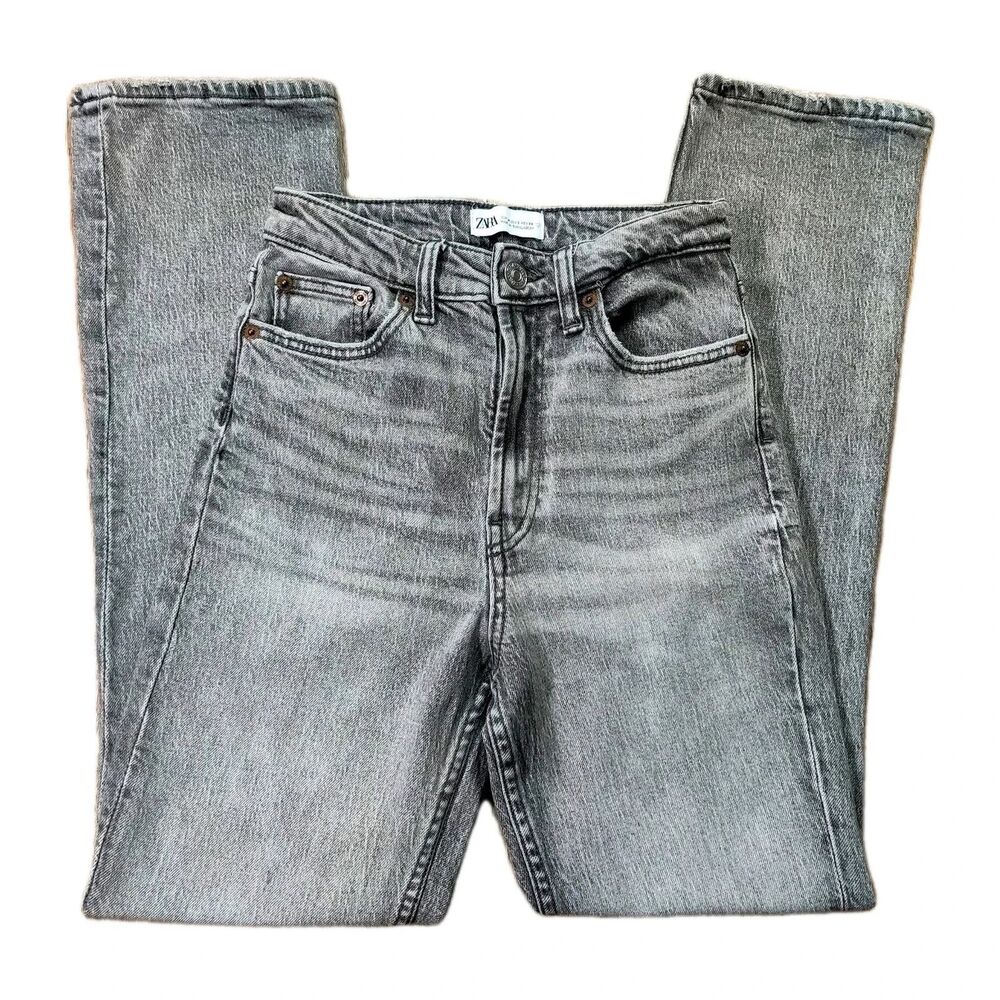 ZARA Women’s Slim Fit Gray Straight Leg Jeans Size 2 Casual Denim Pants
